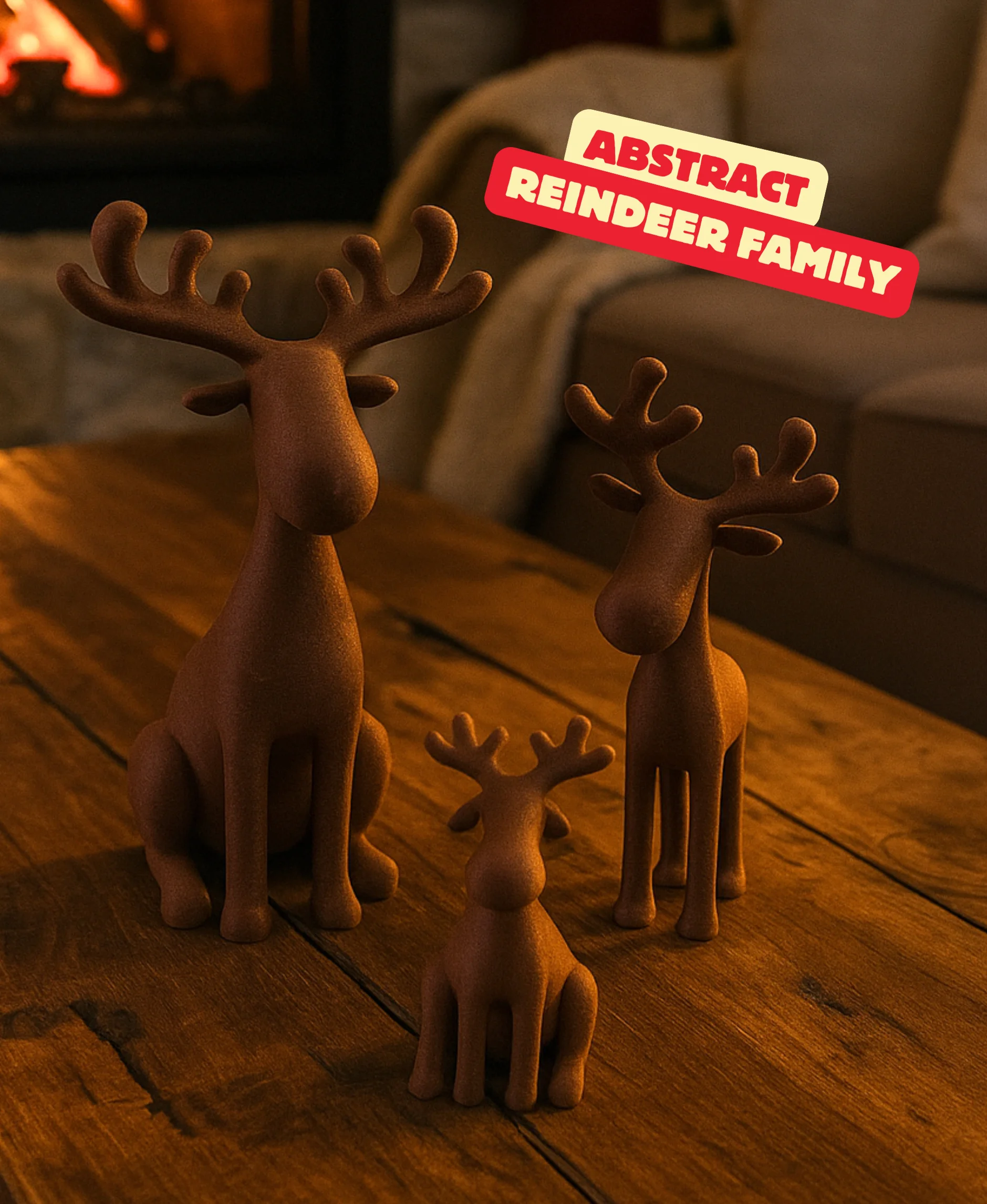 REINDEER FAMILY ABSTRACT / CHRISTMAS DECOR / HOMEDECOR / TABLEDECOR 3d model