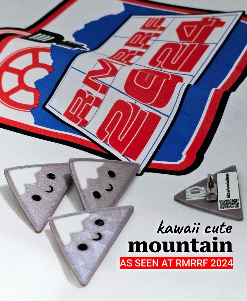 Kawaii Cute Mountain | As seen at the 2024 Rocky Mountain Rep Rap Festival (RMRRF) | Mountain pin 3d model