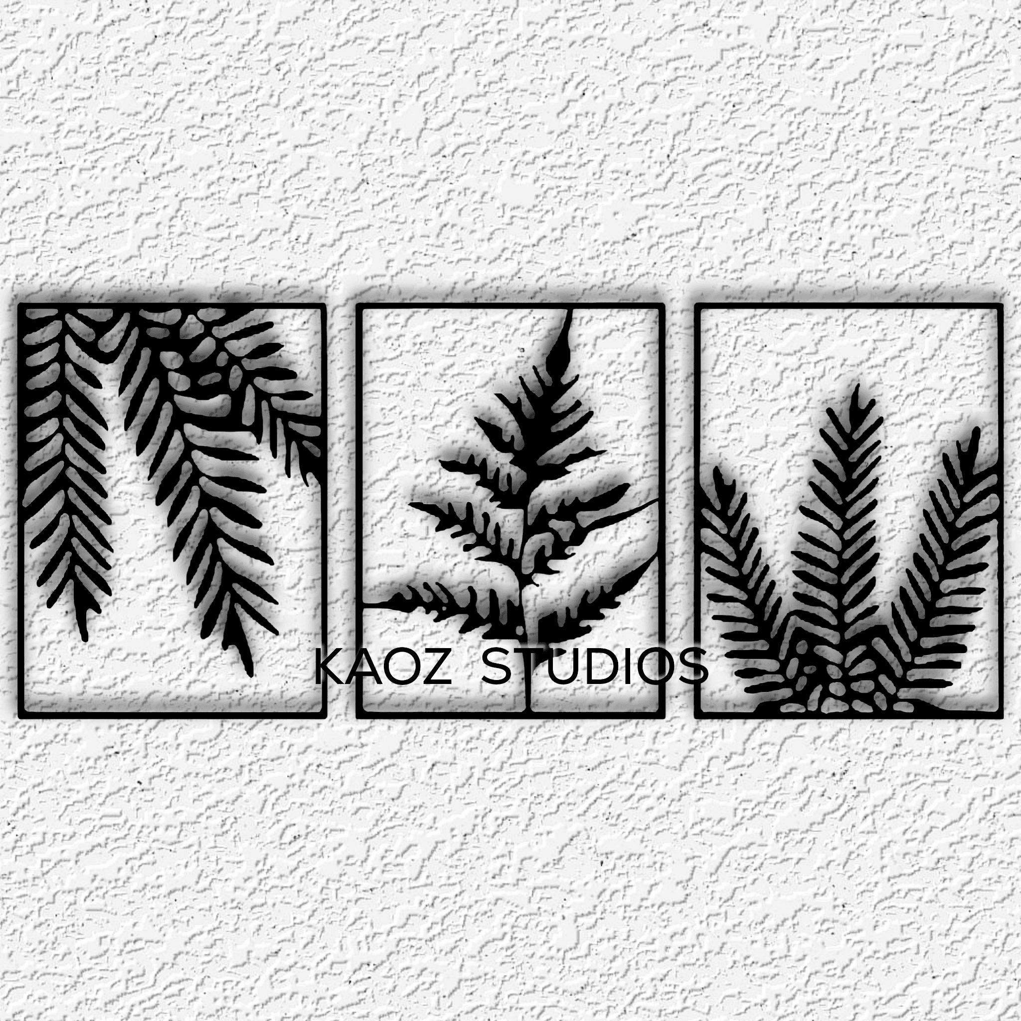 3 piece plant panel set leaves wall decor 3d model