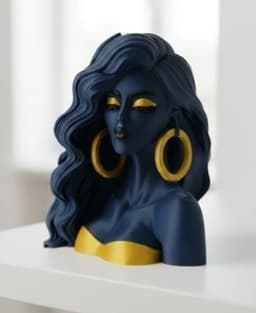 Stylized Female Bust with Hoop Earrings 3d model