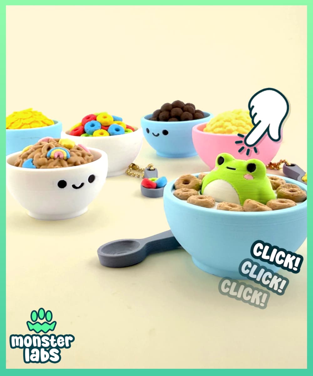 Cereal Bowl Fidget Clicker Keychain Bundle 3d model