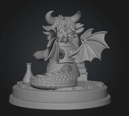 Cute Scientist Dragon Figurine STL File for 3D Print 3d model