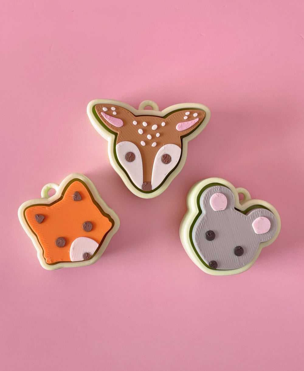 Forest Animal Clicker Keychain Fidget Toy Bundle 1 3d model