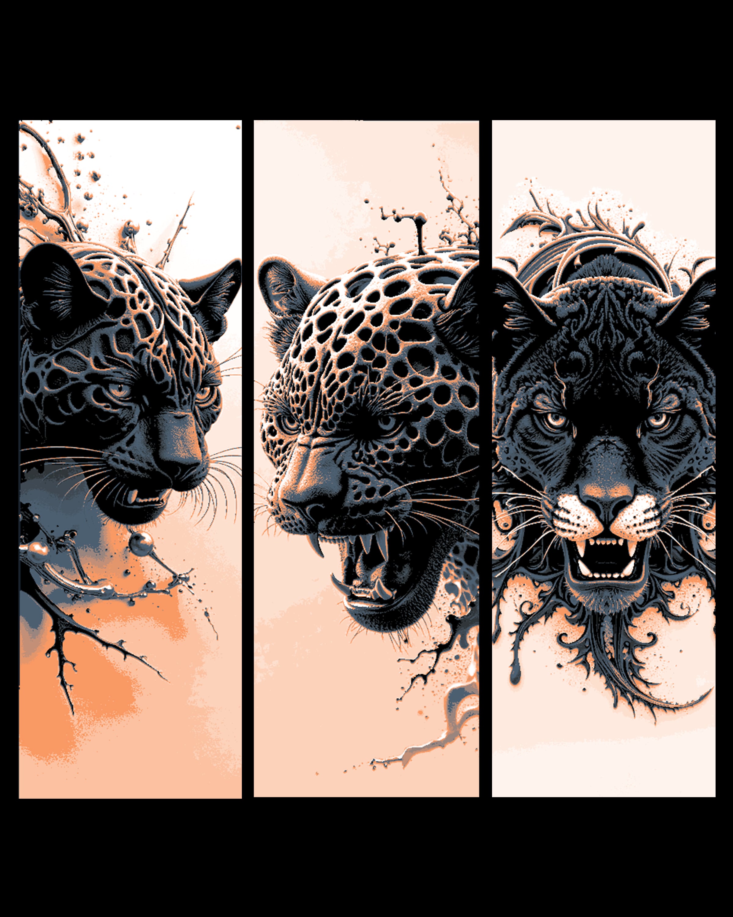 Artistic renders of a Black Panther - Set of Hueforge Bookmarks 3d model