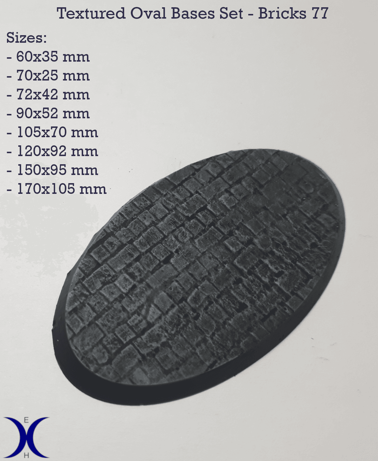 Bricks 77 - Textured Oval bases set (8 pcs. 60–170mm) 3d model