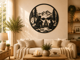 Camping Family Mountain Wall Art.stl 3d model