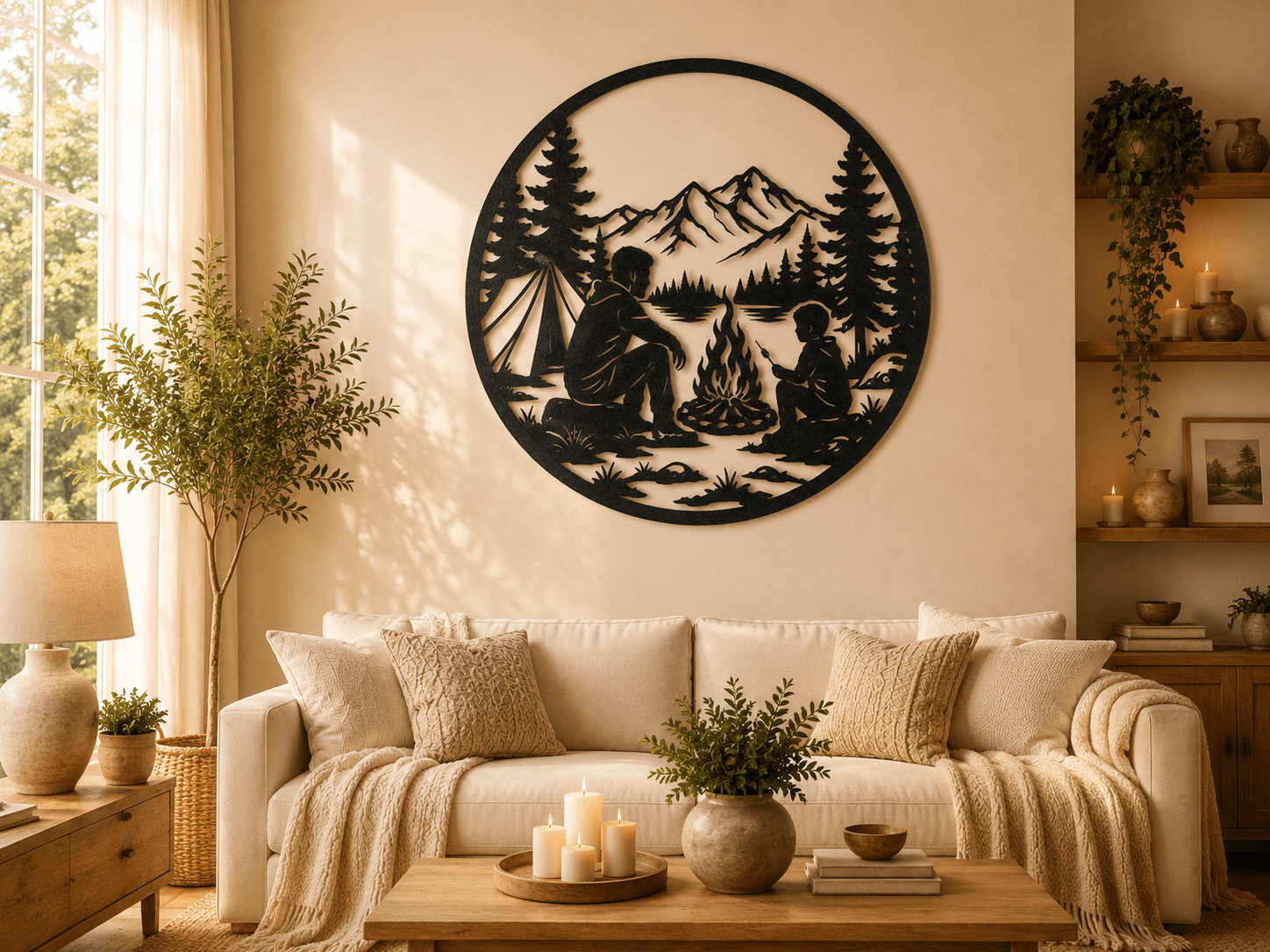 Camping Family Mountain Wall Art.stl 3d model