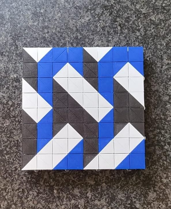 Auxetic Tile // 18mm Diagonal Split - Inspired by Escher! - 3d model