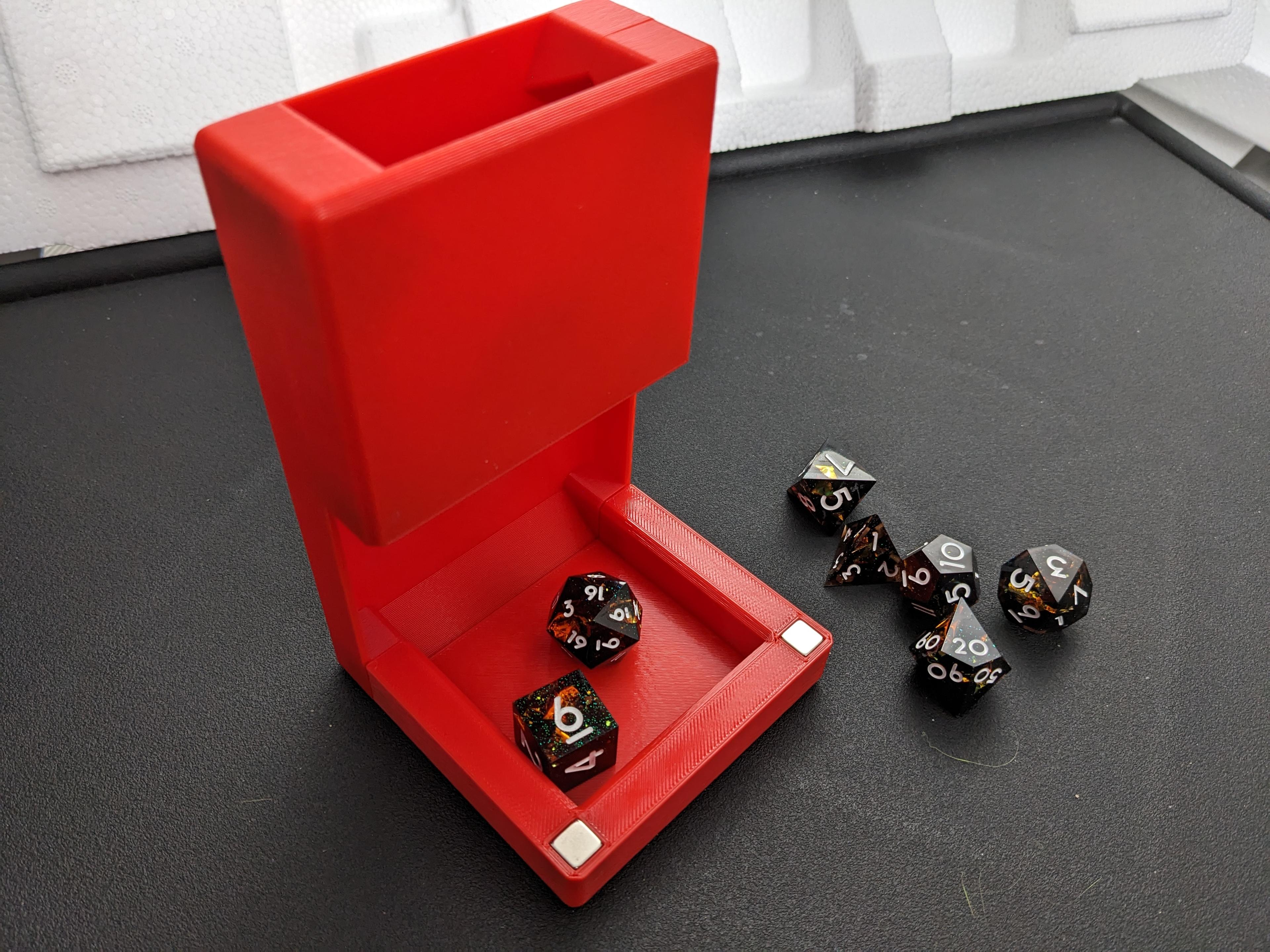 Parametric Portable Magnetic Dice Tower and Storage 3d model