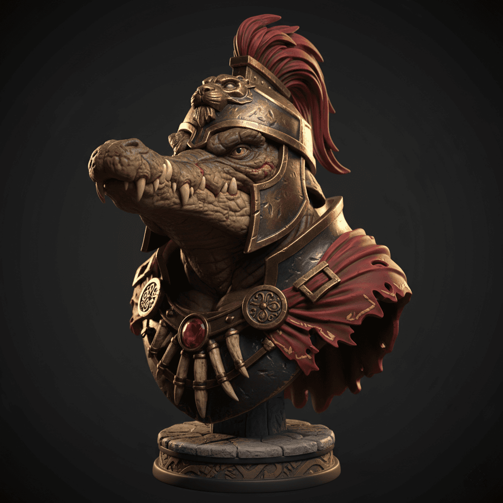 Gladiator Crocodile Bust Beast Printable STL File 3d model