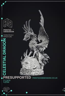 Celestial Dragon - Dragon Lord - PRESUPPORTED - Illustrated and Stats - 32mm scale 3d model