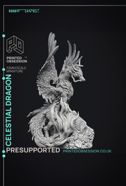 Celestial Dragon - Dragon Lord - PRESUPPORTED - Illustrated and Stats - 32mm scale 3d model
