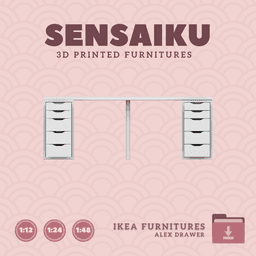 Miniature Replica 04. ALEX Desk with Drawers V3 for Miniature Dollhouse IKEA 3D Print (1:12,24,48) 3d model