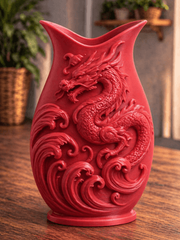 Red Dragon Wave Vase 3d model
