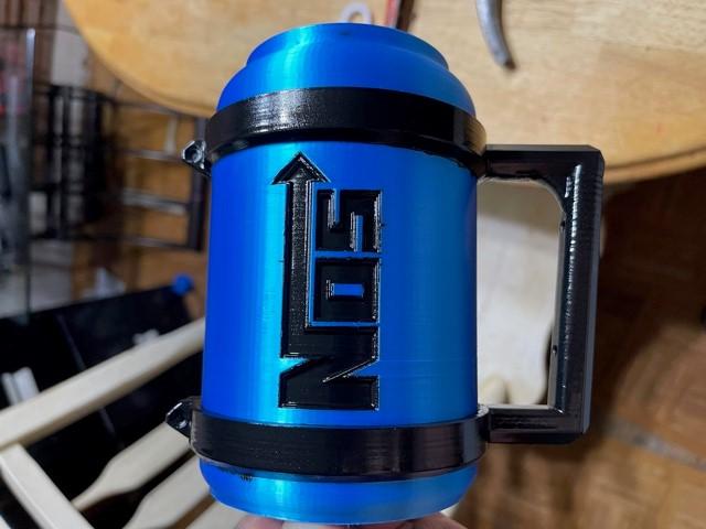 NOS "Bottle" 16oz Can Cup  - Terrible paint job before clean up. But love the color combo. SILK BLUE PLA - 3d model