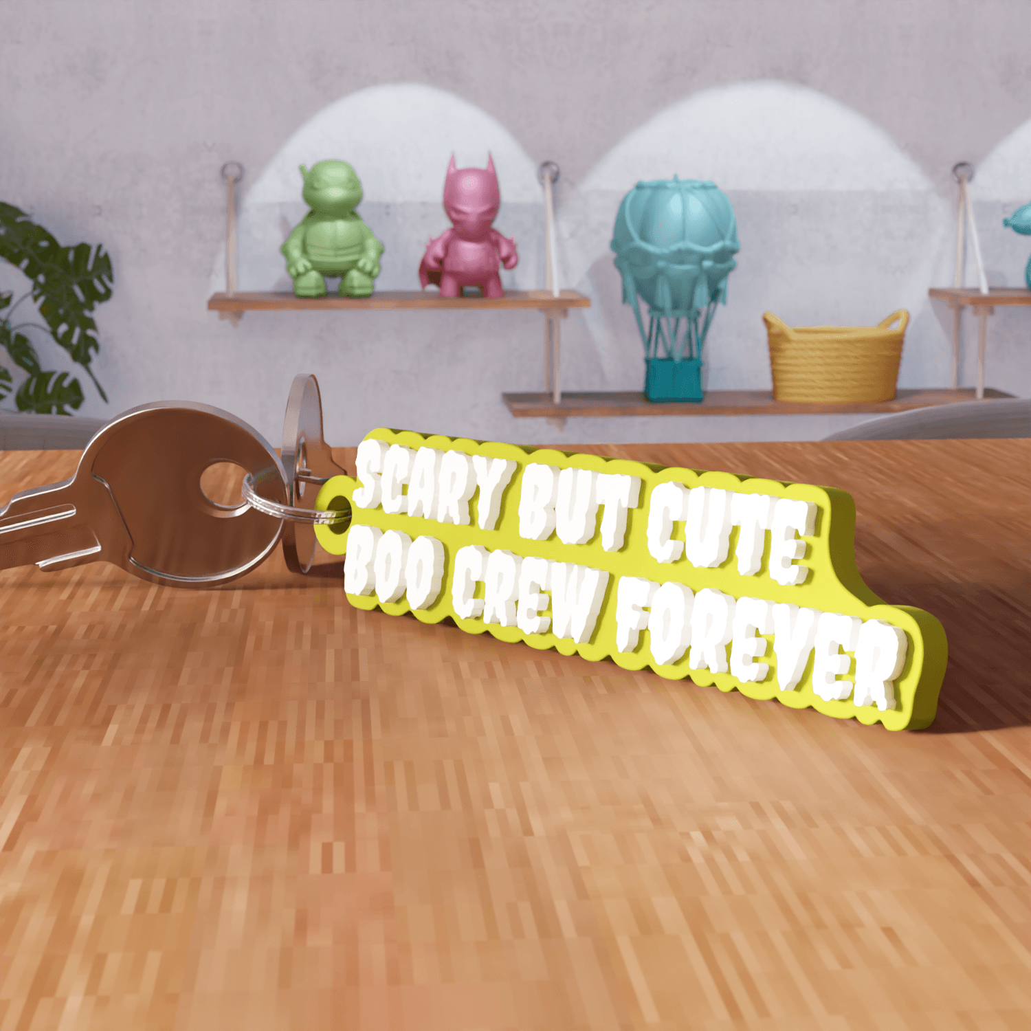 Halloween Scary But Cute Boo Crew Keychain 3d model