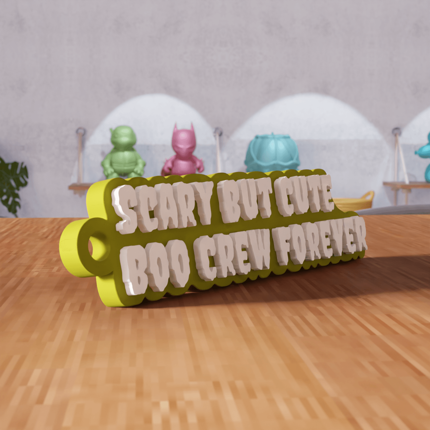 Halloween Scary But Cute Boo Crew Keychain 3d model