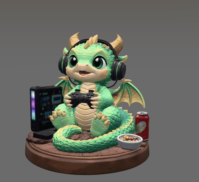 Gamer Dragon STL File for 3D Print 3d model