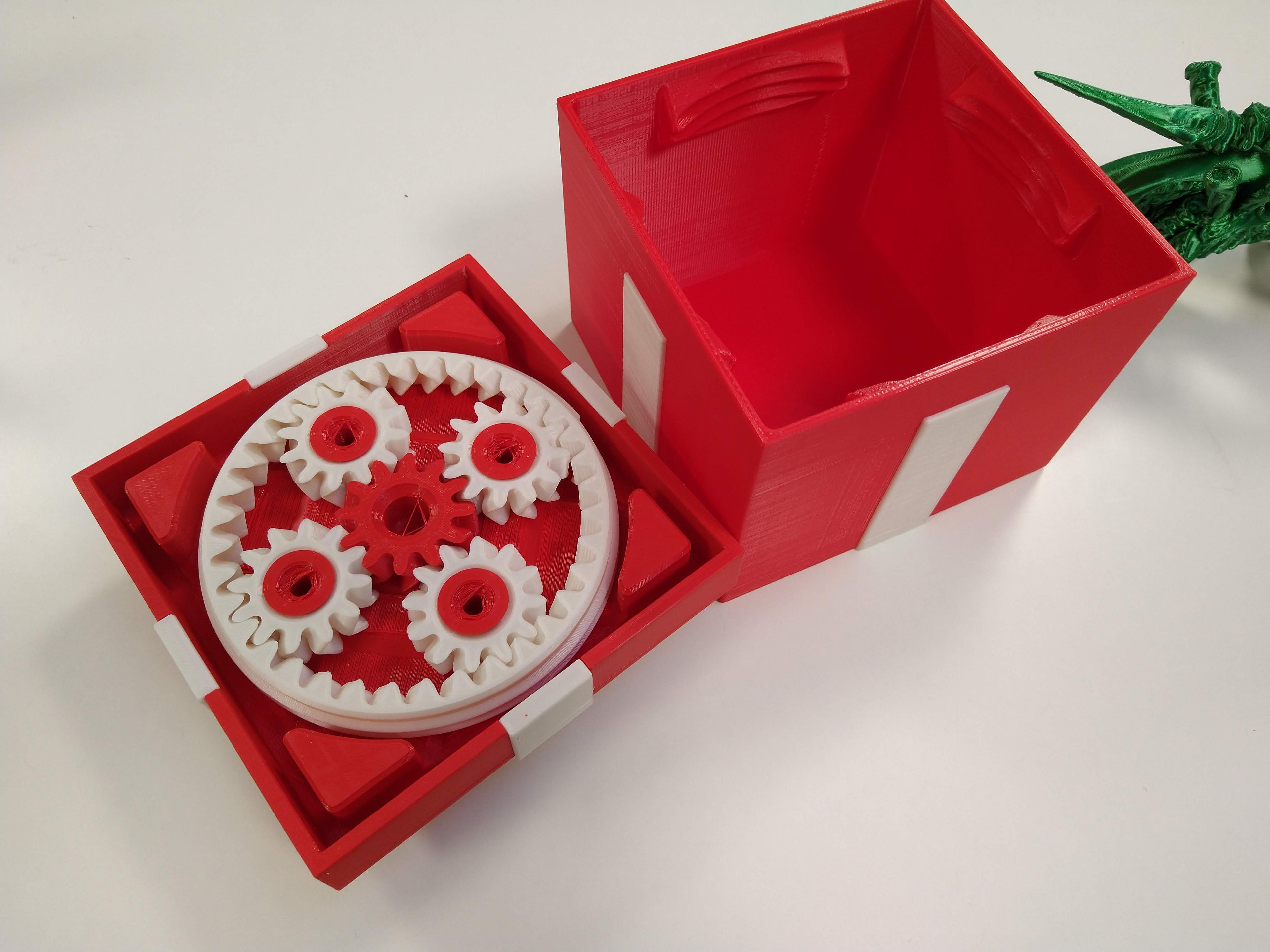 Gift Box #7 Multi-Color - Scaled up 150% and printed on an Ultimaker S5. Red and pearl white PLA filaments. - 3d model