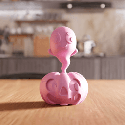 Halloween Ghost Pumpkin Figurine and Keychain Set 3d model