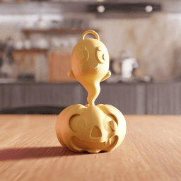 Halloween Ghost Pumpkin Figurine and Keychain Set 3d model