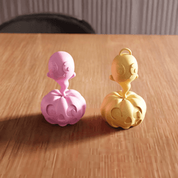Halloween Ghost Pumpkin Figurine and Keychain Set 3d model
