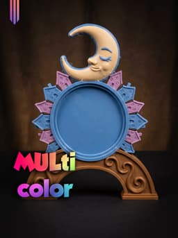 Crescent Moon Photo Frame 3MF | Celestial Decor Multi-Color | Functional 3d model