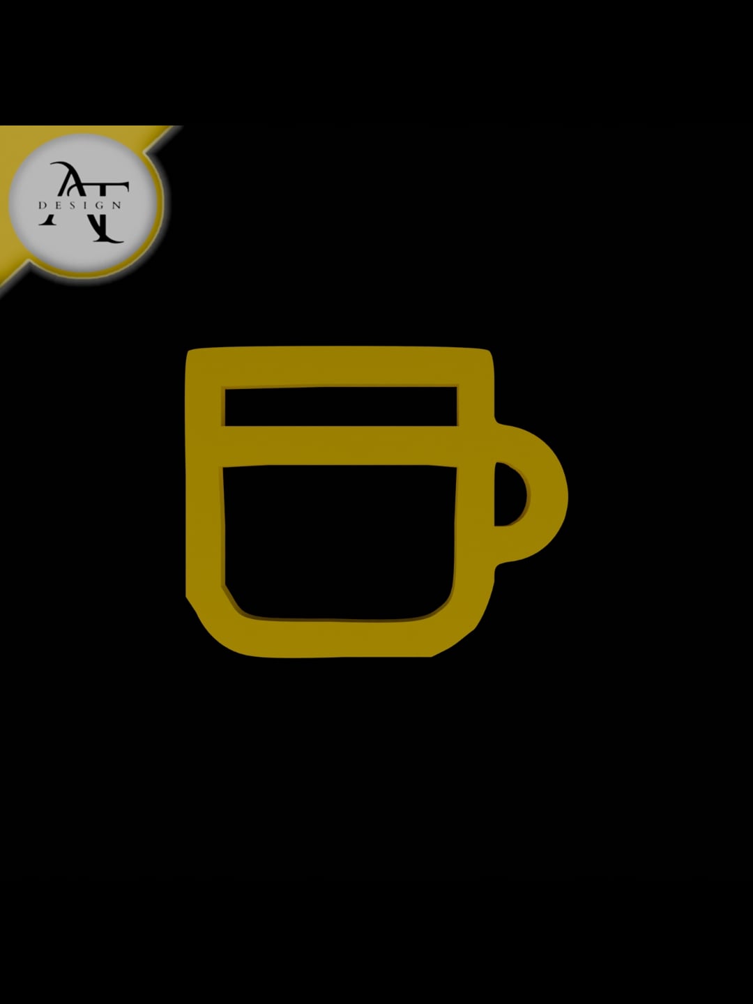 Simple Coffee Cup Symbol - 2D Art 3d model