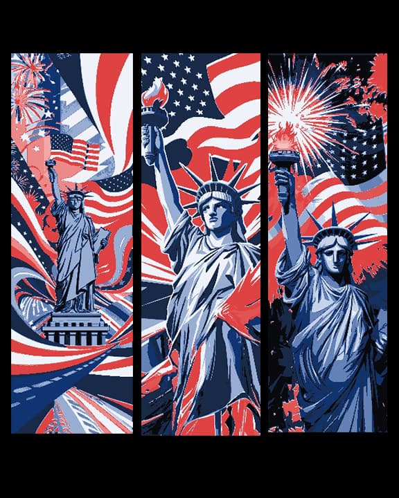 Set of 3 Bookmarks - Celebration of July 4th in the USA 3d model