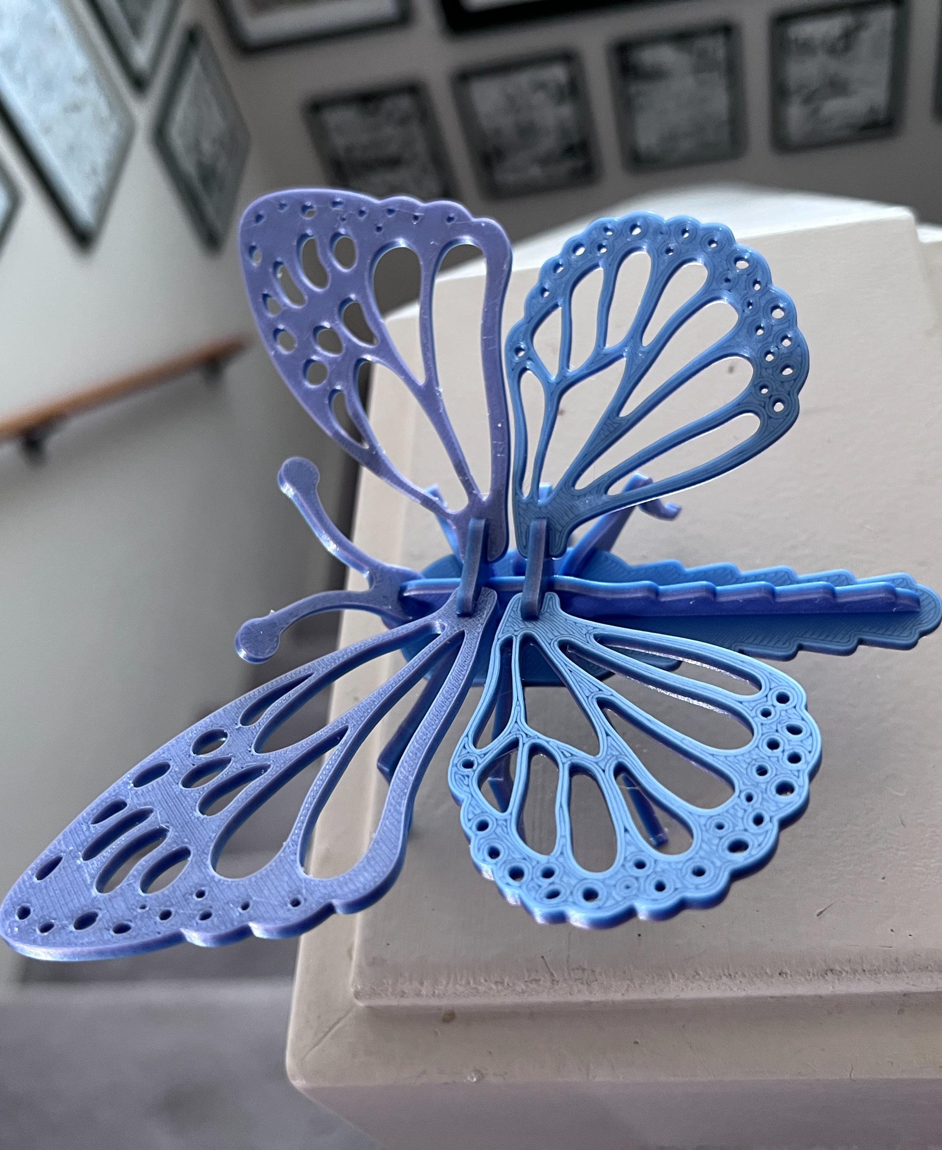 Butterfly Puzzle (Assembly Video Included) - Printed at 85% in Protopasta Nebula Silver Silk - 3d model