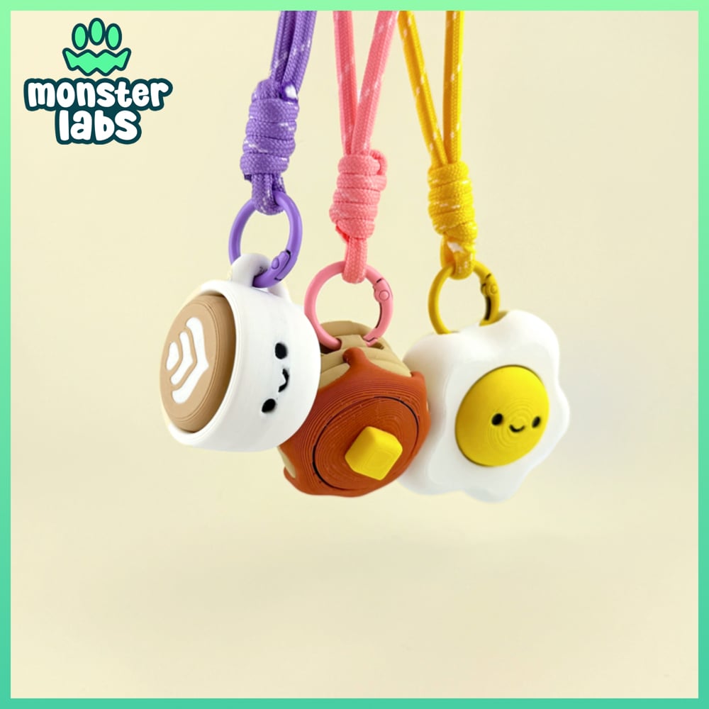 Breakfast Fidget Clicker Keychain Bundle 3d model