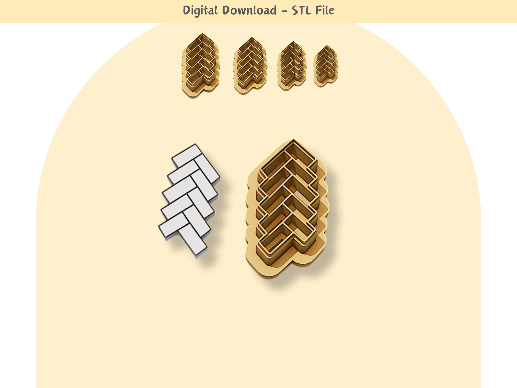 Abstract Bricks Clay Cutter for Polymer Clay | Digital STL File | Clay Tools | 4 Sizes Clay Cutters 3d model