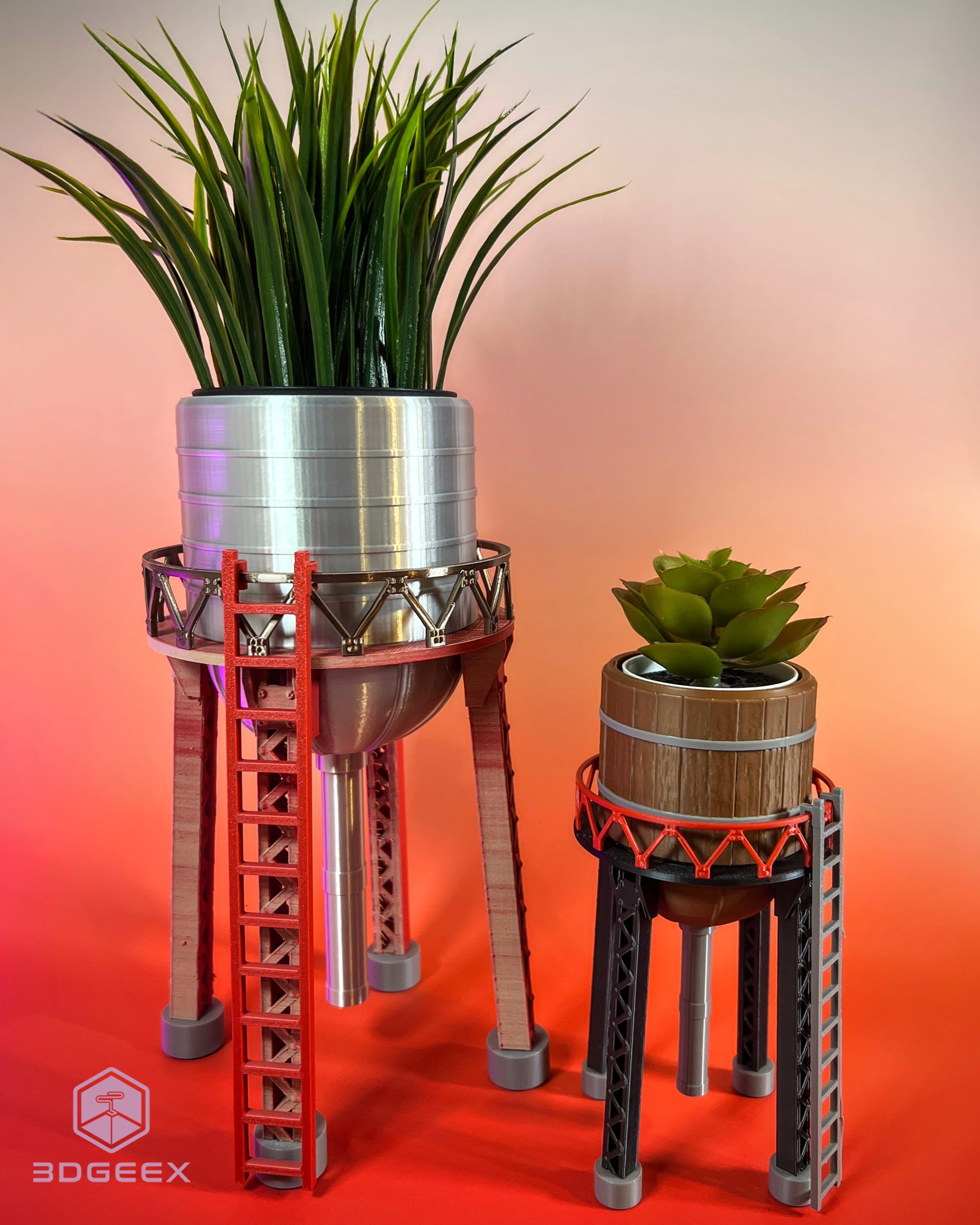 Water Tower Planter 3d model