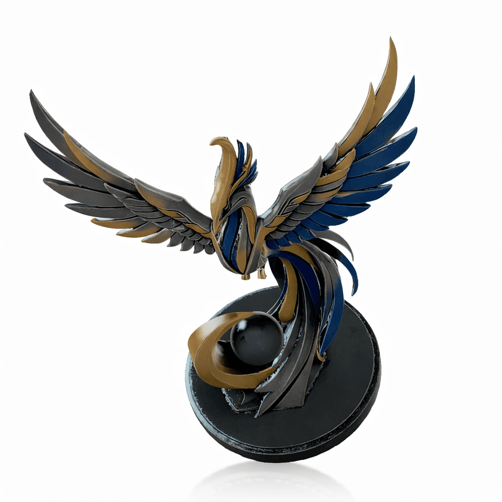 Golden Blue Phoenix Abstract Metal Sculpture.obj 3d model