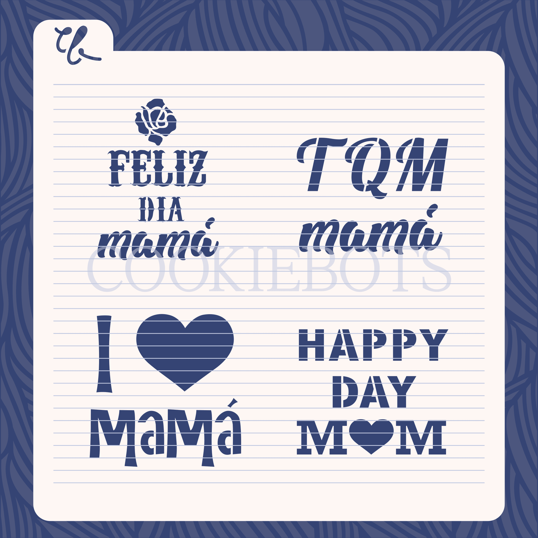 Mom Phrases Cookie Stencil / Frases Mamá 3d model