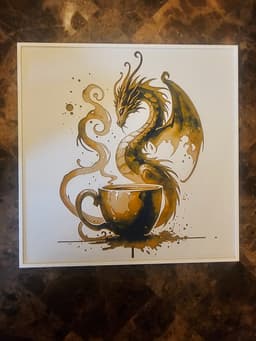 Dragon and coffee wall art-200x200-Hueforge - 4 Colors 3d model