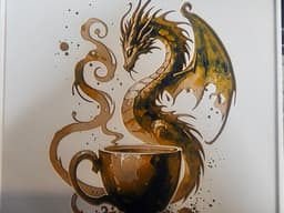 Dragon and coffee wall art-200x200-Hueforge - 4 Colors 3d model