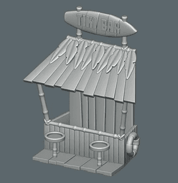 tiki bar bird feeder 3d model