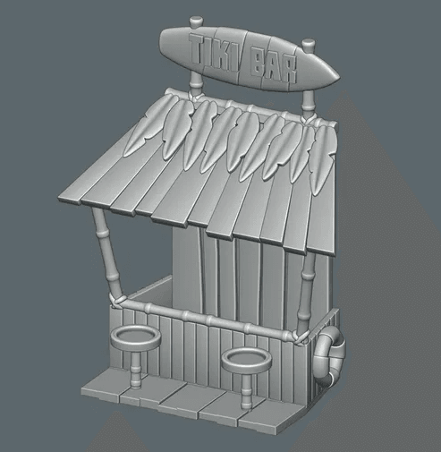 tiki bar bird feeder 3d model