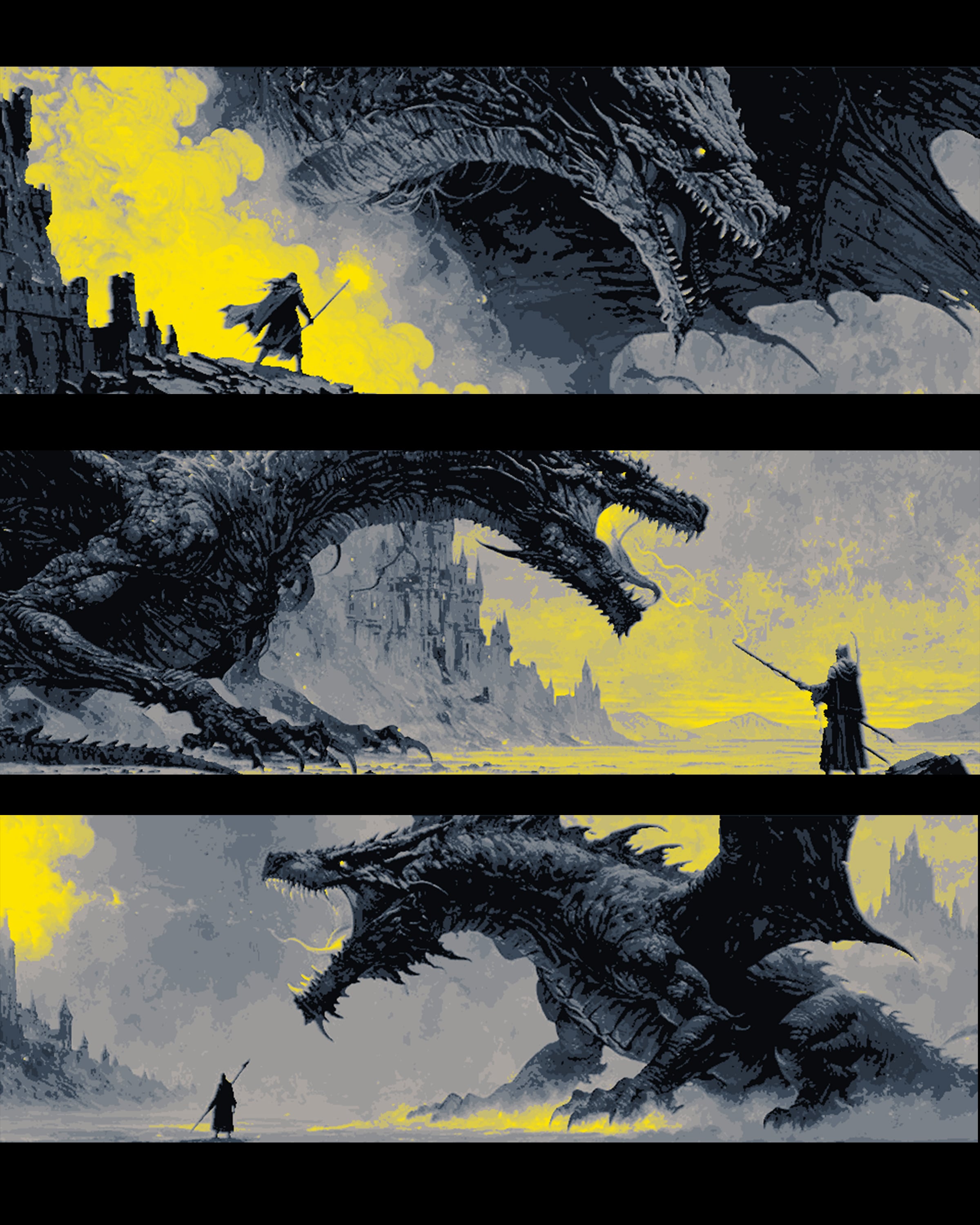 High Fantasy depictions of the great and all powerful dragon - Set of bookmarks 3d model