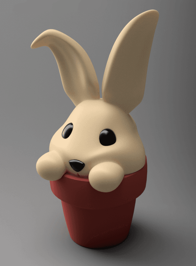 Bunny Pot - Single and Multi-material 3d model