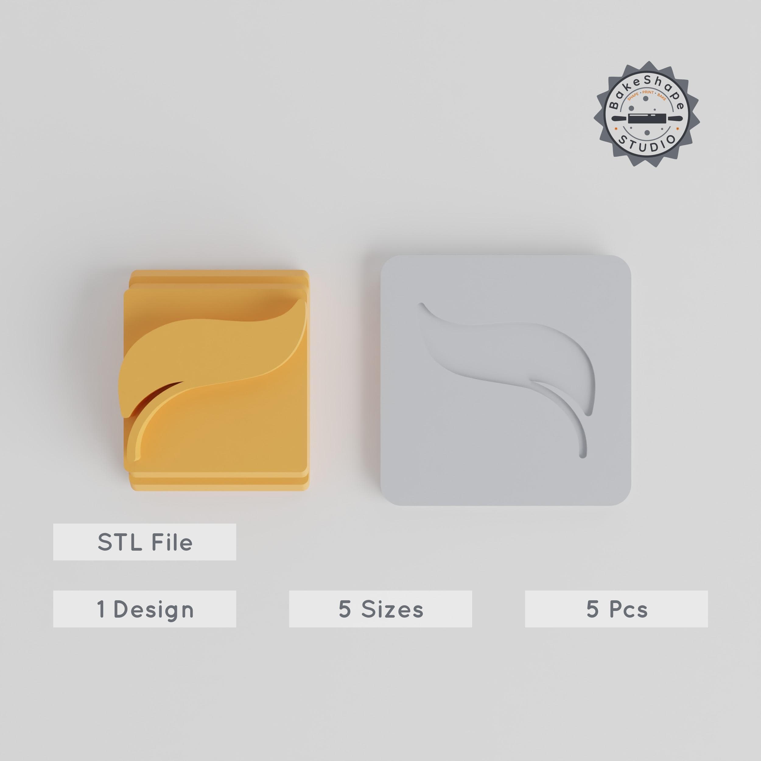 Leaf Stamp Tile Set, 5 Sizes from 20 to 40mm, Perfect for Clay, Cookies & Fondant, Nature Leaf Design PRODUCT_5132 3d model