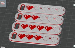 Pixel Heart Life Bar Keychains 3d model