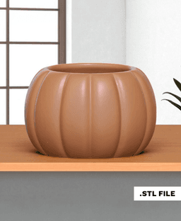 Minimal Pumpkin Planter – Stylish Seasonal STL File (POT24) 3d model