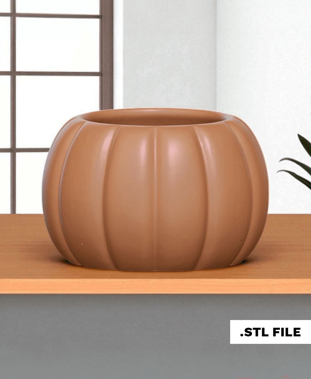 Minimal Pumpkin Planter – Stylish Seasonal STL File (POT24) 3d model
