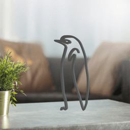Penguin Line Art, Modern, Minimalist 3d model