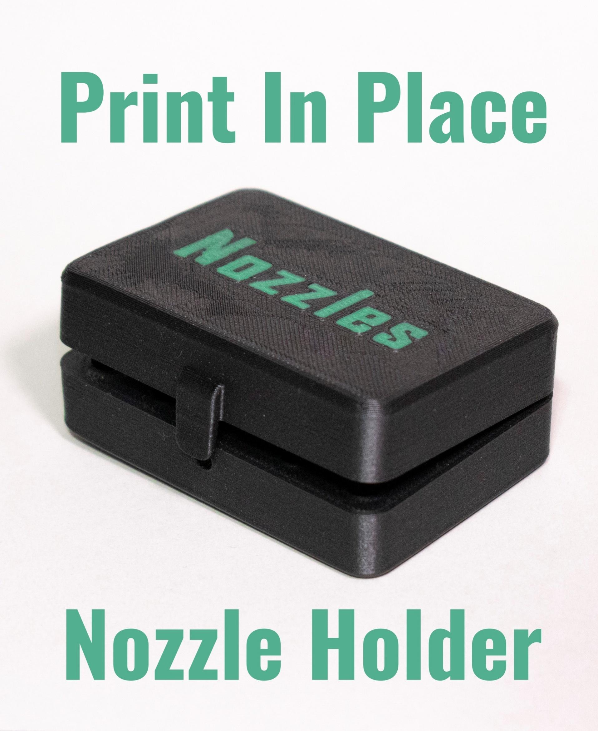 Print In Place 3D Printer Nozzle Holder Box - Holds 20 Nozzles 3d model
