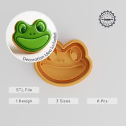 Frog Shape Cutter & Stamp Set, Perfect for Cookies & Fondant, 3 Sizes, 6 Pieces, Wildlife Amphibian Theme PRODUCT_2147 3d model