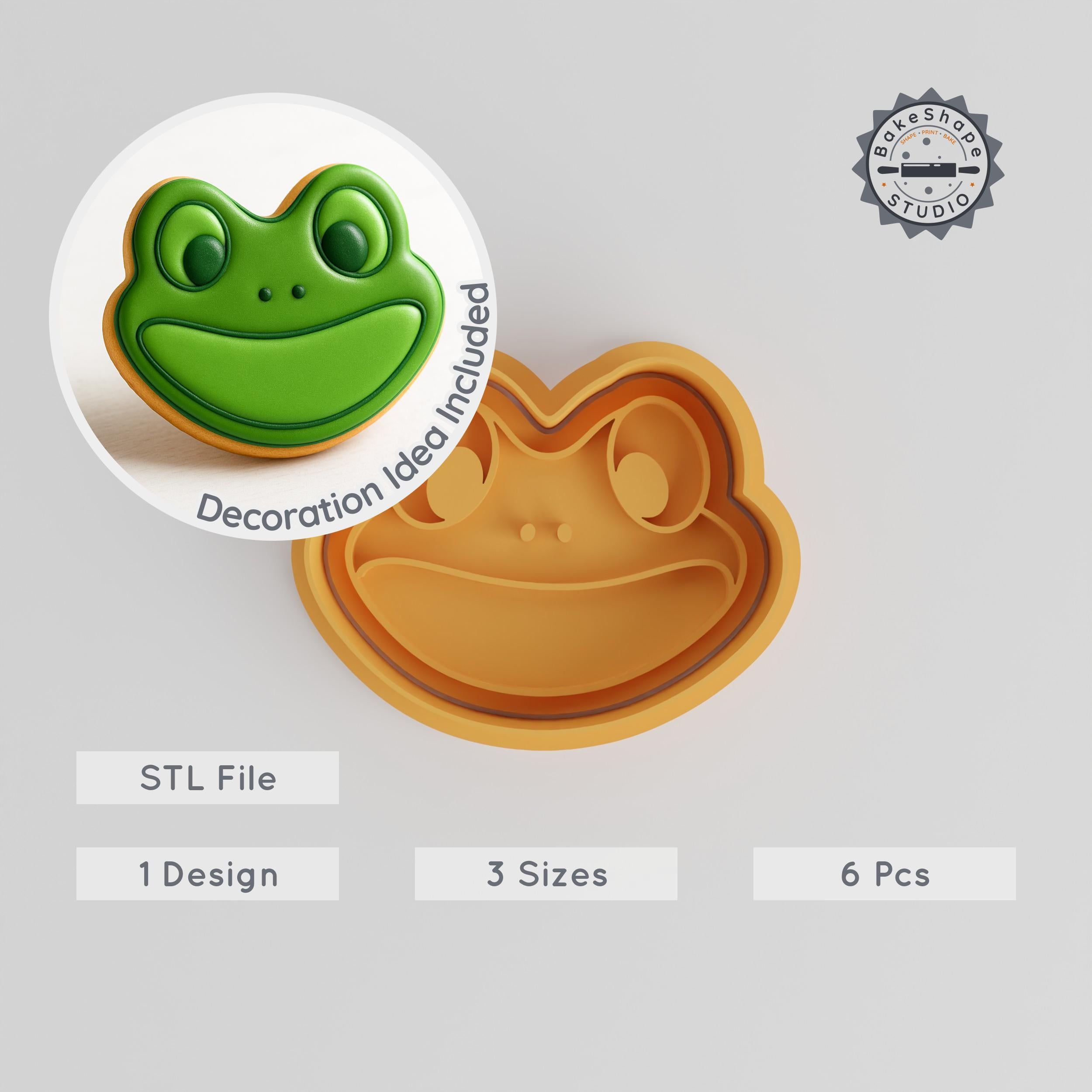 Frog Shape Cutter & Stamp Set, Perfect for Cookies & Fondant, 3 Sizes, 6 Pieces, Wildlife Amphibian Theme PRODUCT_2147 3d model