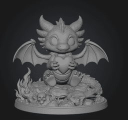 Cute Devil Dragon with Heart STL File 3D Print 3d model